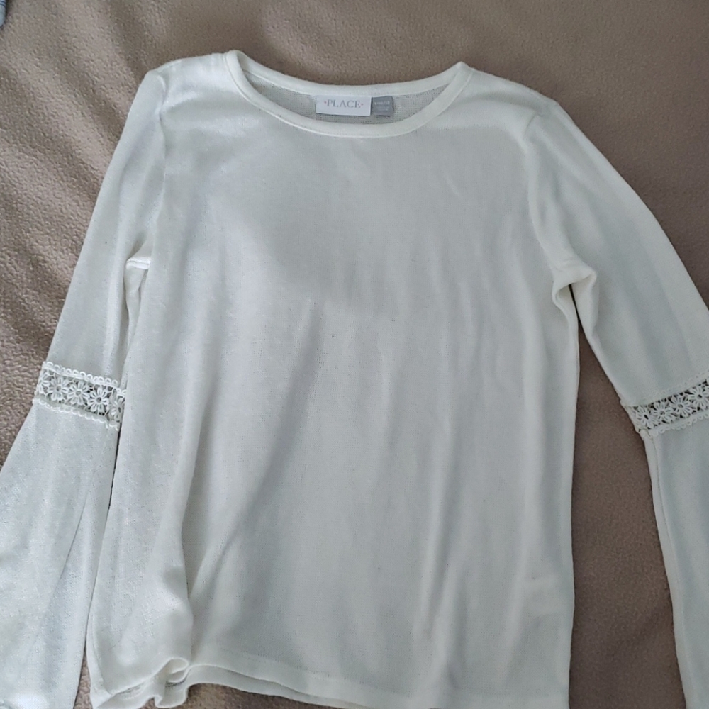 Girls cream bell sleeve blouse